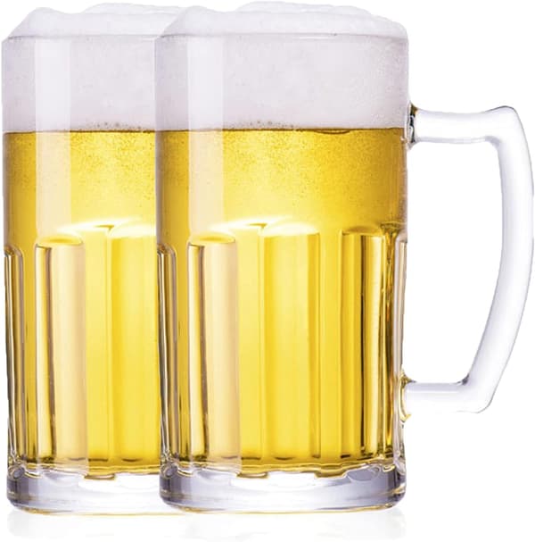 2-pack Tunga Ölmuggar, Stora Ölglas med Handtag, 20 oz Glas Stein, Klassiskt Ölmuggsset
