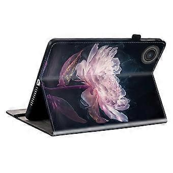 Leather Case with Printed Pattern and Stand for Lenovo Tab TB311FU, Tablet with Card Slots (Purple Peony)