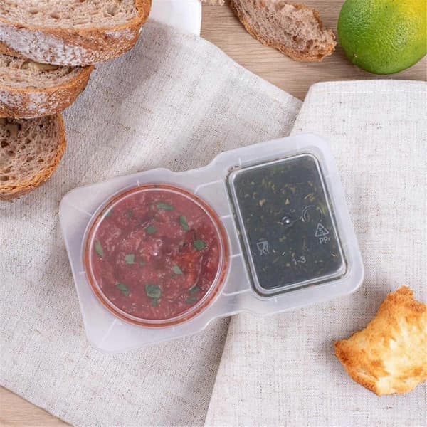 Double Compartment Condiment Container with Lid - 3 Oz 2 Compartment Snack Containers Reusable Sauce Containers 25 PCS