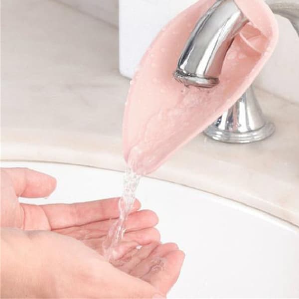 Faucet Extender Spout Washing Aid Silicone Hand Washing Faucet Extender Sink Extender Pink