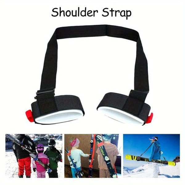 1 pc Universal Adjustable Ski Carrier Strap, Padded Nylon Shoulder Strap, Non-Waterproof Lightweight Ski Backpack Accessory [DB] Black Black 1pc