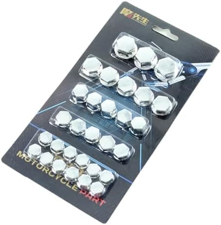 Motorcycle Nut Bolt Cover, 30 Pcs Screw Cap Set, 5 Colors Rustproof Engine Bolt Cover, Universal Accessories for Motorcycles and Bicycles [DB] silver