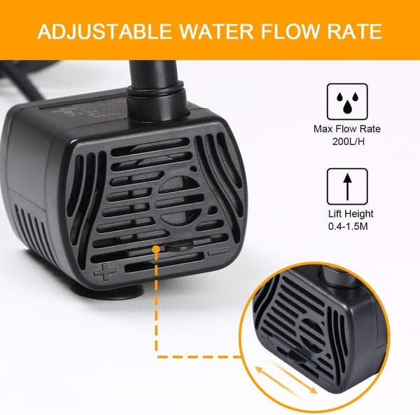 Aquarium Water Pump, Wide Application from Mini to Medium Tanks, Features Quiet Operation and Easy Disassembly