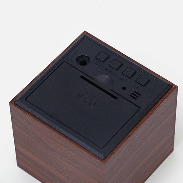 LED Digital Alarm Clock Wood Imitation Table Clock Night Light Thermometer Snooze Alarm Clock DE FP Brown Brown