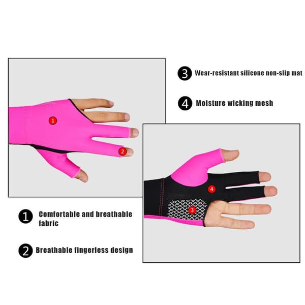 Three-finger billiard gloves, non-slip, snooker gloves