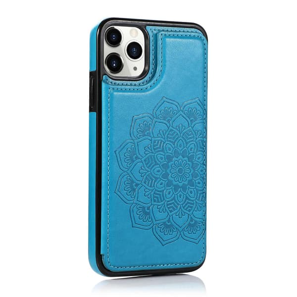 Blomstret Læder Flip Pung Kortetui Cover Til iPhone 12 Mini