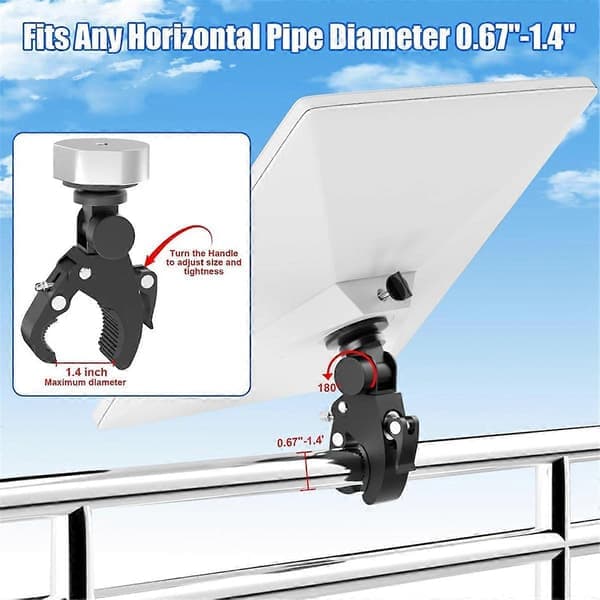 Compatible with Starlink Mini Mount, Adjustable Angle Clamp for RV Ladders, Yacht Rails, and Roofs