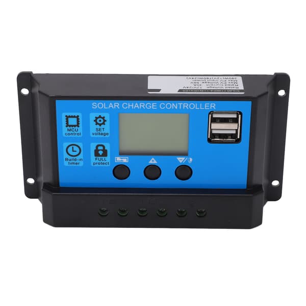 PWM Solcellekontroller 30A 12V 24V LCD-skjerm Smart Ladeutladning for LED-gatelys