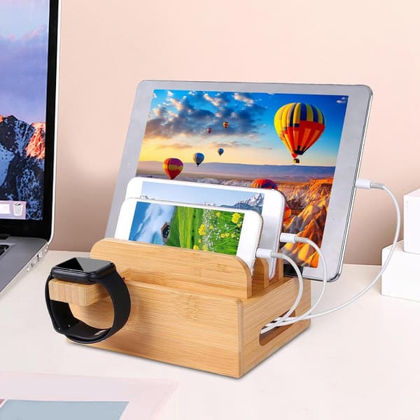 Charging Organizer, Compact Charging Station, Multi-Device Desk, Wooden Charging Station, Bedside Charging Organizer,[DB]