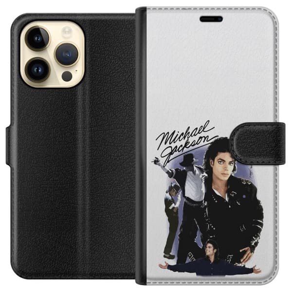 Compatible Wallet Case for Apple iPhone 15 Pro Max Classic Michael Jackson Collage with Multiple Iconic Poses and Black and White Style Black