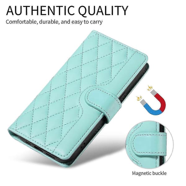 För Samsung Galaxy S25 FE Plånboksfodral Rhombus Läder Telefonfodral med Rem