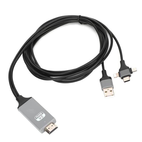 3-i-1 HDMI HD-kabel Mobiltelefon skærmprojektionslinje til IOS / Android / Type-C