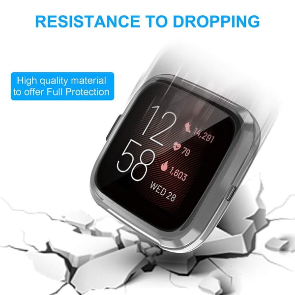 3-pack Screen Protector Compatible with Fitbit Versa 2 Case, Ultra-Thin Slim Soft TPU Protective Case Full Coverage Bumper Shell