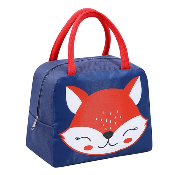 Cute Cartoon Fox Pattern Waterproof Large Capacity Thermal Insulation Lunch Bag for Women Men