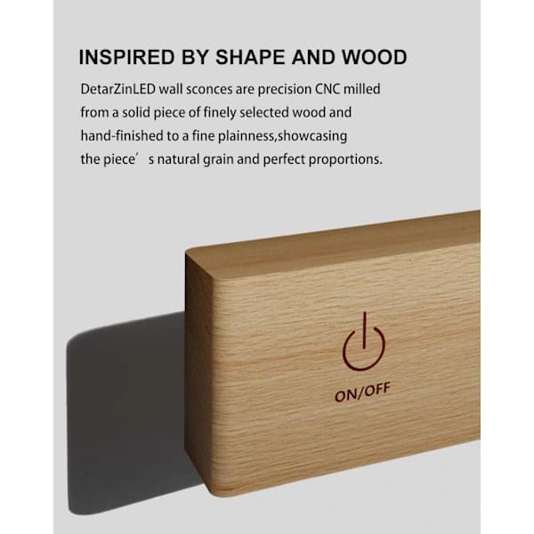 LED Wall Lamp Set of 2 Indoor Wood, Wireless USB Rechargeable, Adjustable Brightness Wall Light, Touch Bedside Lamp