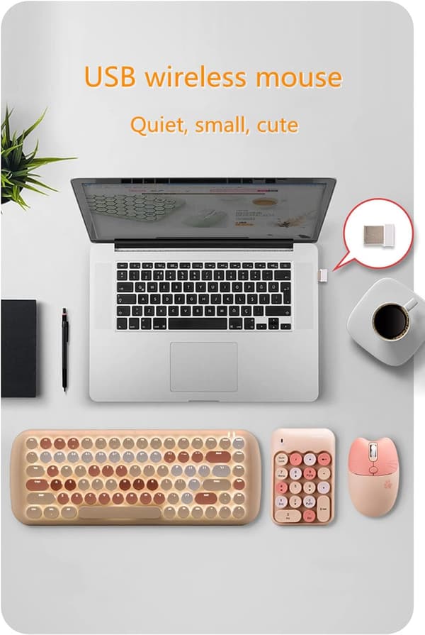 Wireless Mouse Cute Computer Mouse 1600 DPI Less Noise Portable USB Mouse Cordless Mouse for PC Laptop Notebook MacBook Girl Gift (Purple)-FX-