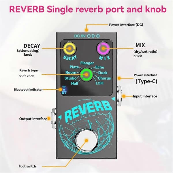Guitar Digital Reverb Effector Reverb Effect Pedal Unit Built-in 9Digital Reverb Based True Bypass_Special Gift