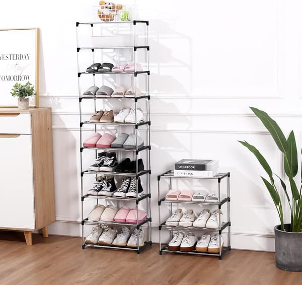 Stackable Multi-Tier Shoe Rack - Space-Saving and Multifunctional Storage for Shoes, Bags, and Other Items Blue
