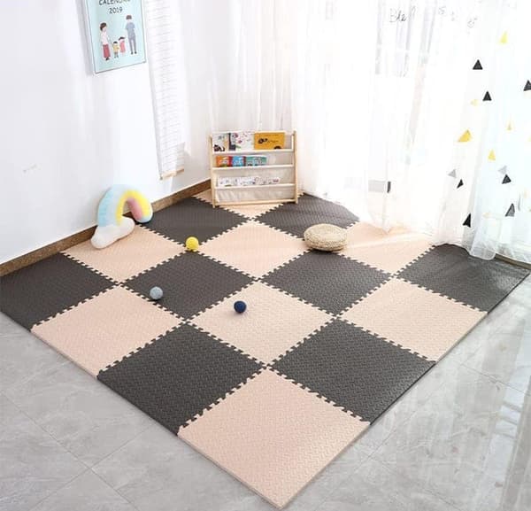 Legetæppe baby 16 dele – puslespilstæppe & kravletæppe til gulvbeskyttelse 30x30 cm