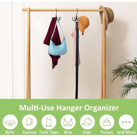 Belt Holder for Wardrobe, Rotating Metal, Space-Saving, Tie Holder, Max Capacity 24 Belts, Black, 1 Unit