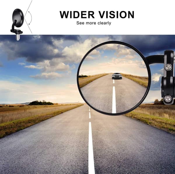 Motorcycle Circular Side Mirrors 7/8\" Convex Mirror Blind Spot Ha