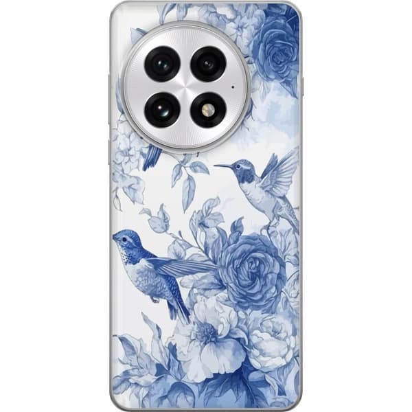 Compatible Phone Case for OnePlus 13 Birds and Flowers Blue Romantic Pattern