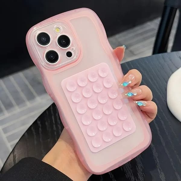 Simple Creative Suction Cup Phone Case for iPhone 11 12 13 14 15 16 Pro Max Plus Full Protection Anti-Fall Mobile Phone Protective Case Whit