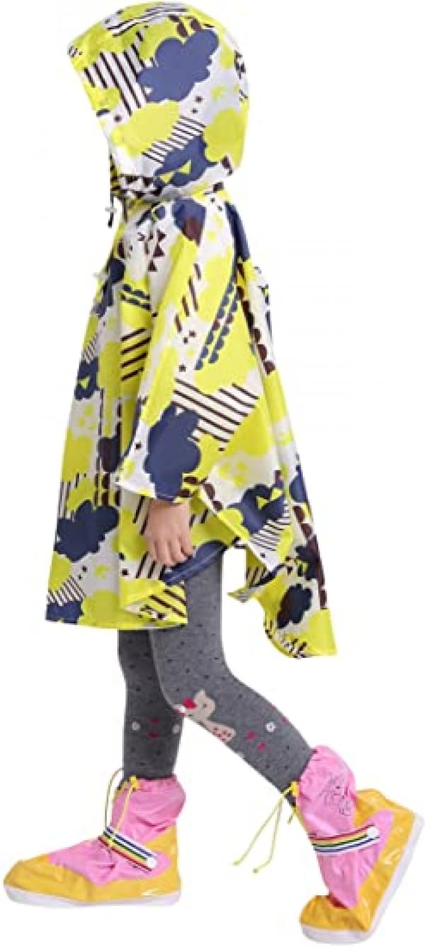 Barn Regn Poncho Huvjacka Regnrock, Gula Moln, S