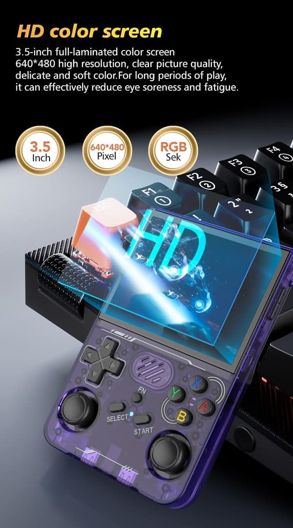 2025 Latest Model R36XX Retro Handheld Game Console with 64G 3.5-inch IPS Screen Built-in 20000+ Classic Games Open Source Linux System Po
