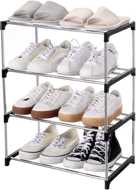 Stackable Multi-Tier Shoe Rack - Space-Saving and Multifunctional Storage for Shoes, Bags, and Other Items Light Black