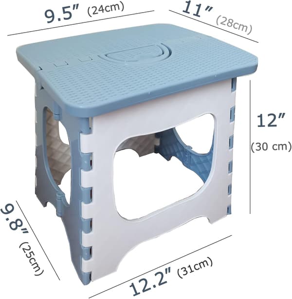 Foldable Stool Compact Plastic Foldable Step Stool Holds Up To 136 kg, 30 cm, Non-slip (Blue) 1 PC-large