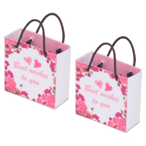 Mini Gift Bags Simulation 1/12 Scaled Letter Flower Pattern Miniature Gift Bag with Handle for Dollhouse 2pcs M