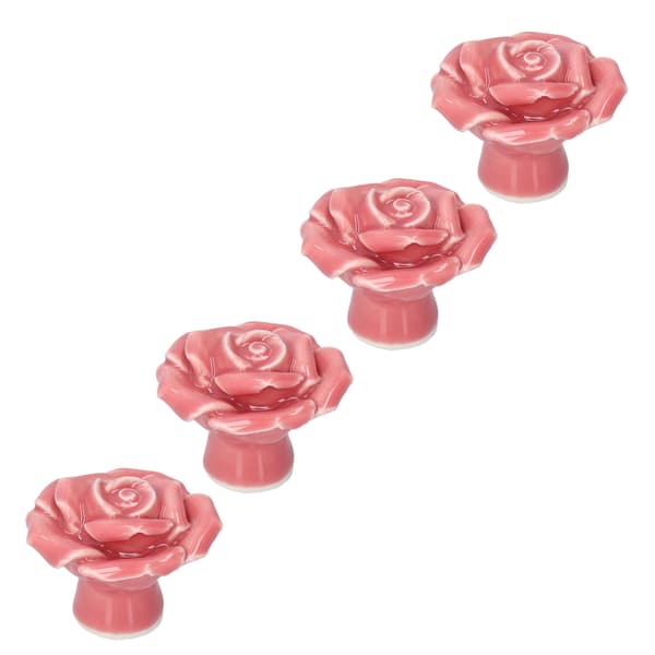 4-pakning rosa roseformede håndtak Moderne keramiske skapknapper for stue soverom