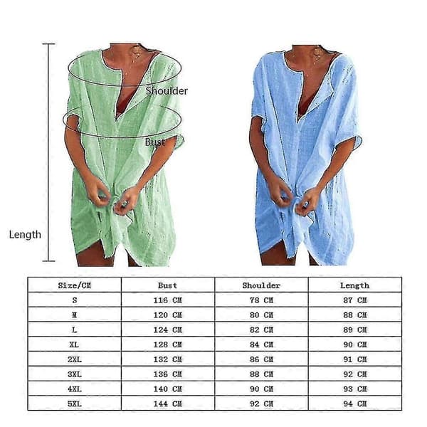 Women's Beach Dress, Round Neck Bikini Cover-up, Button Placket
