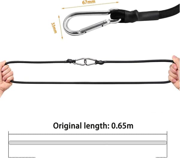 Karabinhage-elastikreb – rustfrit stål, slidstærkt, rustfrit – til udendørs brug, træning – 4 stk., 100 cm