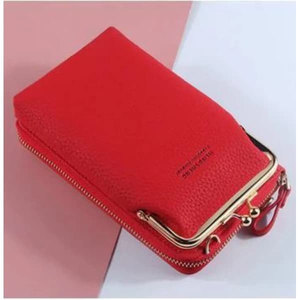 Mobile Phone Wallet Card Holder Bag with Shoulder Strap Black Black