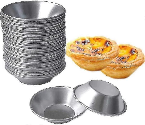 24-pack återanvändbara runda nonstick-tårtformar, minipajformar, äggtårtformar, muffinsformar, kakbakformar, dessertformar - 2,8 tum i diameter