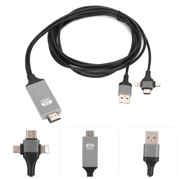 3-i-1 HDMI HD-kabel Mobiltelefon skærmprojektionslinje til IOS / Android / Type-C