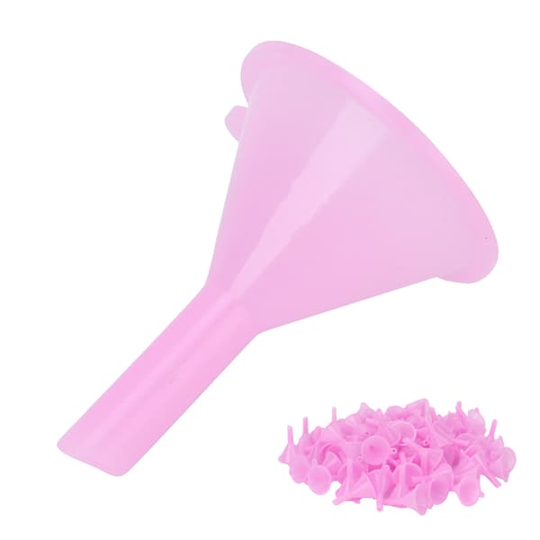 100 stk mini plastseparasjonstrakt for toner og kosmetikk rosa