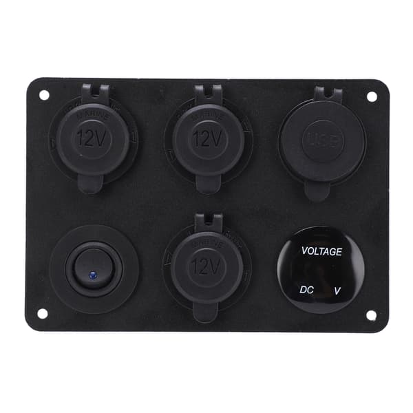 6 Gangs Vandtæt LED-Strømbryderpanel med Digital Display - Voltmeter, USB On/Off Kit til Bil, Campingvogn, Yacht