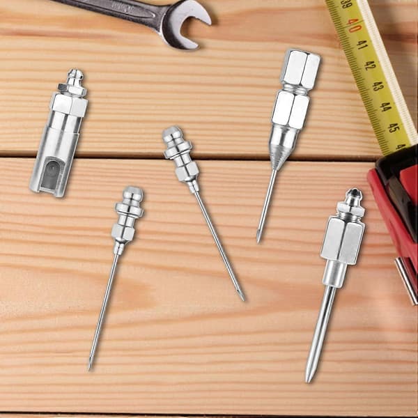 Grease Gun Needle Nozzle Kit, 5pcs Needle Grease Needle Tips Dispenser Hardened
