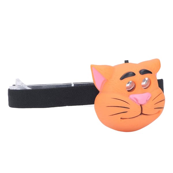 Kids Headlamp Cat Shape 2 Light Modes Lightweight Portable Battery Powered Plastic Headlight for Camping