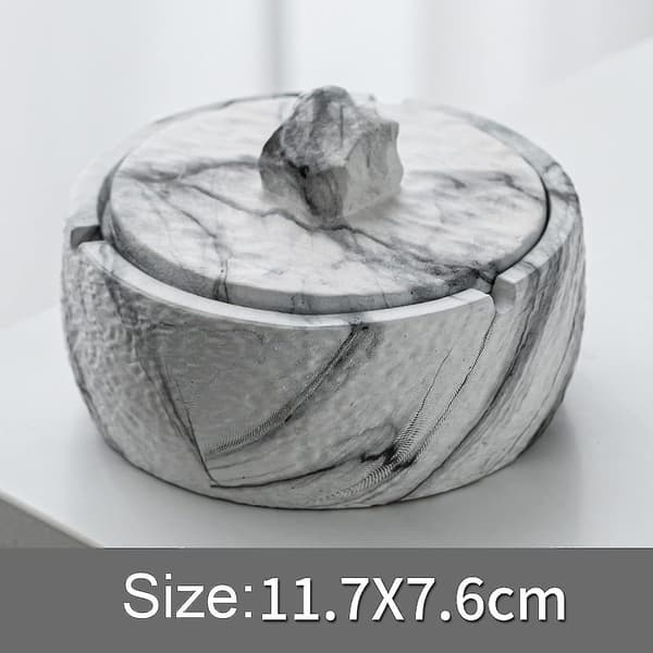 Stöldsäkert askfat med lock, askfat i marmor, lämpligt för vardagsrum, sovrum och utomhusträdgård 11,7 cm x 7,6 cm