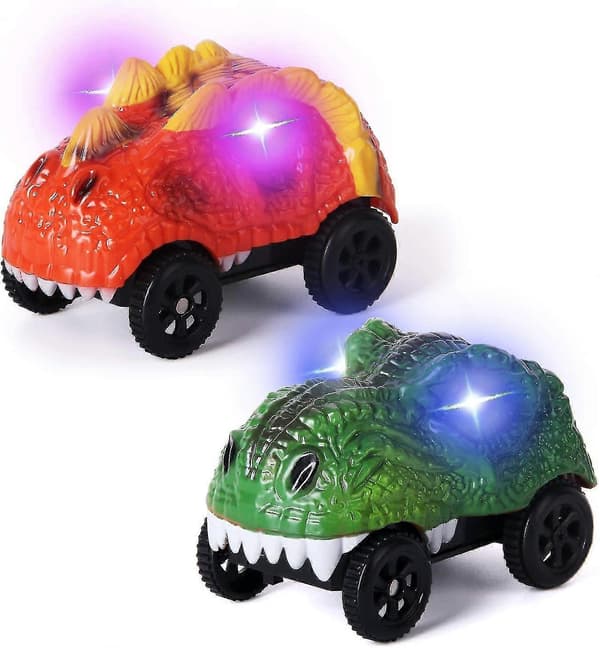Replacement Car Only, LED Light Up Dinosaur Car Is Compatible With Most Tracks, (2-Pack)-Yvan_Super Gift