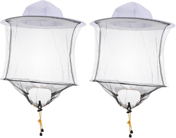 2 Pcs Beekeeping Hats with Bee Veil, White Beekeeper Hat, Bee Veil, Face Net
