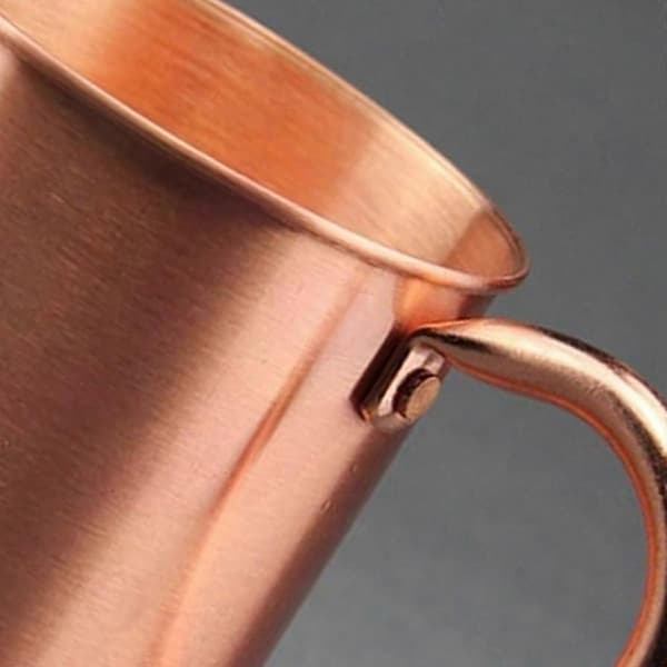 Copper Mugs (410 ml), Handmade Pure Solid Copper Unlined, Smooth Rounded Rim Ergonomic Handle 1 pc