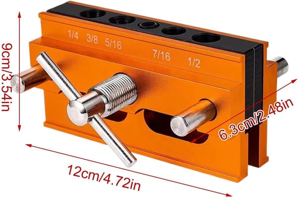 Compact Dowel Jig, Adjustable Drill Guide, Wider Wood Dowel Jig, Dowel Jig Kit, Wider Wood Dowel Jig, Drill Guide Power Tool, Adjustable [DB] Orange1