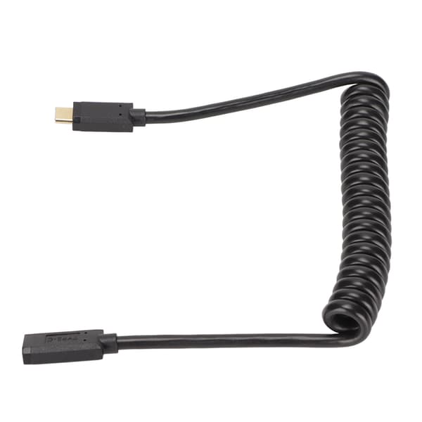 USB C-kabel USB C hun til USB C han 4K 60hz 3A hurtigopladning 10Gbps 1,2m spiraldesign USB C strømkabel hun til han lige hoved