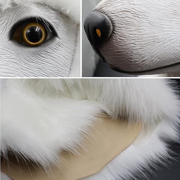 Halloween Kostymefest Latex Mask Hvit Puddel Dyrehode