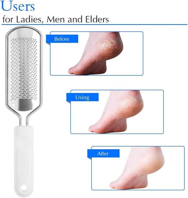 Double-sided Callus Remover, Ergonomic Handle for Secure Grip and Easy Application, Detachable Blade for Cleaning and Replacement, Stainless Steel Blade